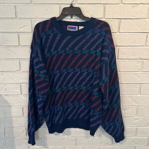 Vintage 90s Sweater Graphix Blue Purple Patterned Sweater Mens Large